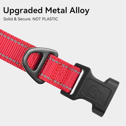 Joytale Reflective Dog Collar, Soft Neoprene Padded, Metal D-Ring, Nylon Pet Collar Adjustable for Puppy and Small Dogs, Red, XS - color: Red, size: X-Small (Pack of 1)