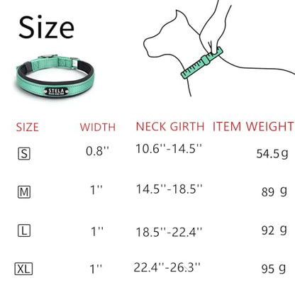 Personalized Customized Custom Dog Collars with Dog Name Phone Number, Adjustable Soft Neoprene Padded Reflective Nylon Collar for Boy Girl Puppies X-Small Small Medium Large Dogs