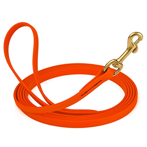 Viper K9 Biothane Working Dog Leash Waterproof Lead for Tracking Training Schutzhund Dog Sport & Search - Odor-Proof Long Line with Solid Brass Snap for Puppy Medium and Large 1/2" x 10ft HunterOrange - color: Hunter Orange, size: 1/2" x 10ft