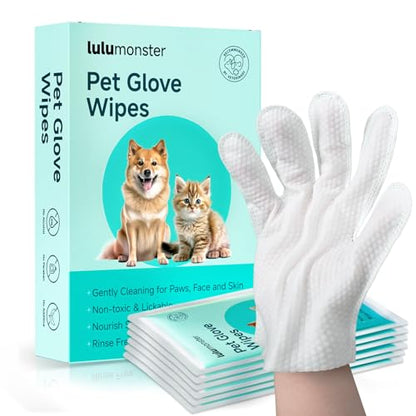 Pet Glove Wipes for Dogs and Cats [Individually Wrapped][Hypoallergenic Cleaning & Deodorising] Glove Bathing Wipes Moisture-rich Thickened Gloves for Daily Care, Traveling, Rinse Free Grooming Wipes - size: 6 pcs