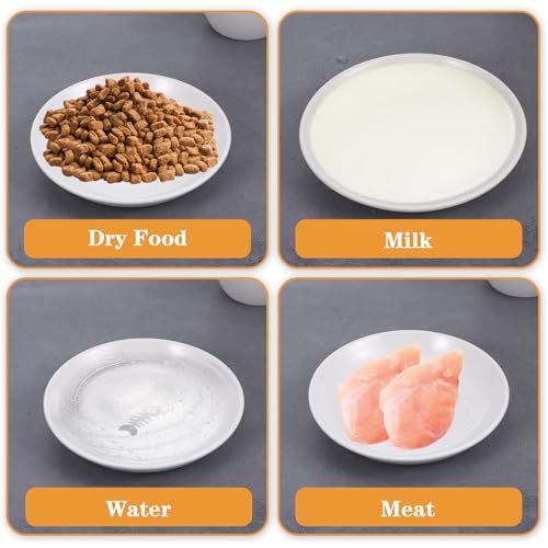 Cat Food Bowl 6 Pack Ceramic Cats Bowl Anti Whisker Fatigue Cat Dishes 5.91 Inch Cats Food Tray Shallow Wide Feeding Kitten Plate Cute Paw Fishbone Pattern Water Dish for Indoor Wet Dry Foods Pet