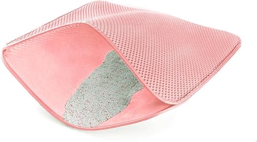 WePet Cat Litter Mat, Kitty Litter Trapping Mat, Honeycomb Double Layer Mats, No Phthalate, Urine Waterproof, Easy Clean, Scatter Control, Catcher Litter Tray Box Rug Carpet - color: #13 Blossom Pink
