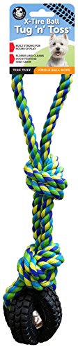 Pet Qwerks X-Tire Ball Dog Toys - Tug & Toss Interactive Chew Toy - Small - size: Small, style: Tug&Toss
