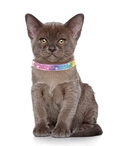 Solmoony Breakaway Cat Collars with Bell,Adjustable Safe Kitten Collar,Cat Collars for Girl Cats with Rhinestone Soft Velvet (Purple1) - color: Purple1