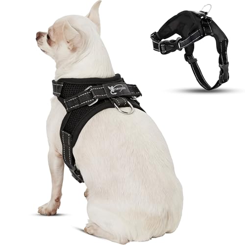 No Pull Reflective Adjustable Dog Harness With Handle- Comfortable Soft All Weather Mesh, Easy On Puppy Harness For Small Medium and Large Dogs (Black) X-Small - color: Black, size: X-Small