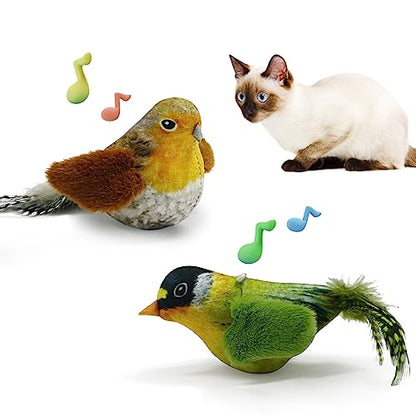 LEWISER Cat Toys Chirping Tit 2 Pcs with Catnip SilverVine, Suitable for Cat Wand Toys, Simulation Bird Design, Interactive Toys for Indoor Kitty Kitten Exercise, Green and Ground - color: Chirp Tit B