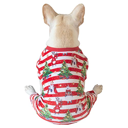 CuteBone Christmas Dog Pajamas Shirt Winter Holiday Cute Pjs Pet Clothes Bodysuit for Doggie Onesies P186S - color: A03-Xmas186, size: Small
