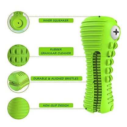 Cutiful Dog Toys for Aggressive Chewers Large Medium Breed, Indestructible Dog Chew Toys, Squeaky Interactive Tough Extremely Durable, Dogs Toothbrush Toys to Keep Them Busy - color: grass-green