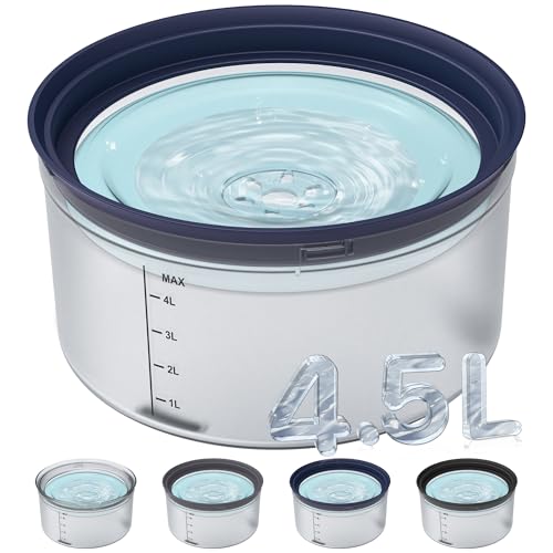 Decflow 1.2Gallon Dog Water Bowl No Spill, 4.5L Large Capacity Spill Proof Dog Bowls with Transparent Floating Disk, No Splash Slow Drinking Dog Bowl for Sloppy Messy Drinkers - color: D-Blue