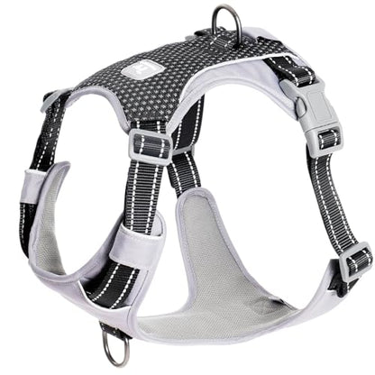 Huntboo No-Pull Dog Harness, Fully Reflective Vest with 2 Leash Clips, No-Choke, Adjustable, Breathable & Durable for Small, Medium & Large Dogs Walking, Training, Running (Black, L) - color: Black, size: Large (Pack of 1)