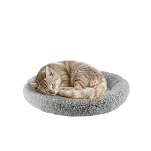 Small Cat Bed Mat with Surrounding Pillow, 11.81" Round Pet Cushion for Cats Puppy Rabbits Curling Sleep, Indoor Furniture/Carrier/Crate Pet Self Warming Pad, Washable, Small - color: Round S (11.81 inch)
