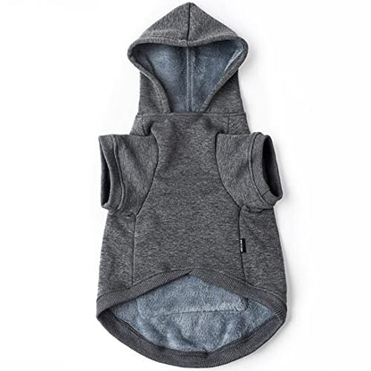 Dog Hoodie Fleece Puppy Clothes Warm Sweater with Hat for Small Dogs Cat Hooded Shirt Kitten Pet Basic Hoodies Sweatshirt with Pocket Doggie Soft Winter Coat Apparel (Grey; S) - color: Grey, size: S-(2~7lb) | Chest(~13")