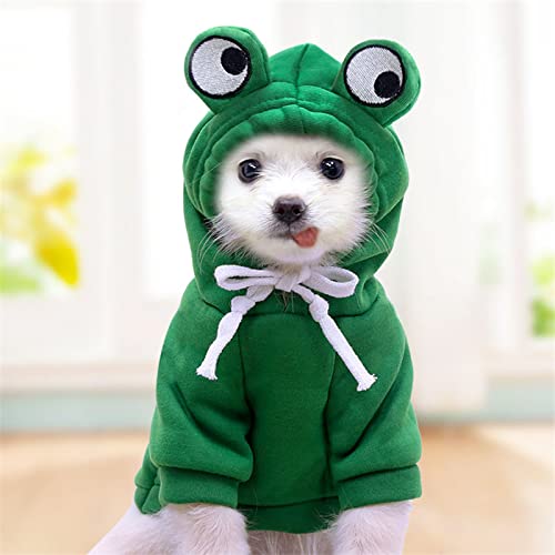 Warm Dog Winter Clothes Cute Fruit Dog Coat Hoodies Fleece Pet Dogs Costume Jacket for French Bulldog Chihuahua Ropa para Perro(Green,XL) - color: Green, size: XL
