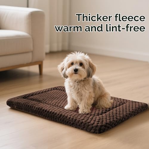 Dog Bed Crate Mat, Soft Durable Washable Anti-Slip Kennel Pad for Dogs & Cats, Reversible (Dark Brown, S(24"*18"*1.5")) - color: Dark Brown, size: S(24"*18"*1.5")