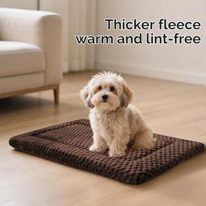 Dog Bed Crate Mat, Soft Durable Washable Anti-Slip Kennel Pad for Dogs & Cats, Reversible (Dark Brown, S(24"*18"*1.5")) - color: Dark Brown, size: S(24"*18"*1.5")