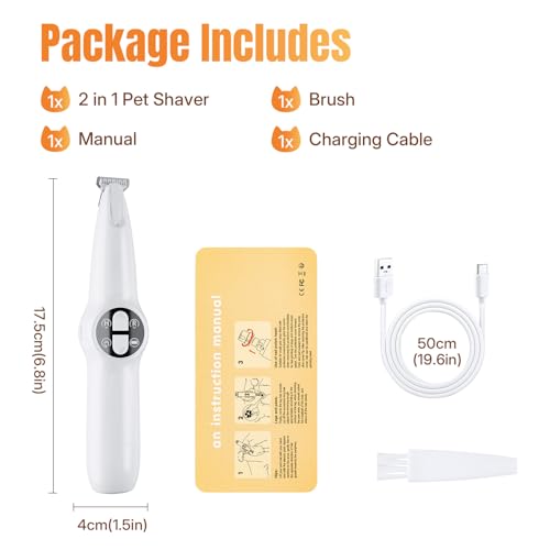 Mcbazel 2 in 1 Pet Micro Precision Trimmer & Nail Grinder, Multifunctional Rechargeable Pet Shaver Hair Nail Trimmer with LED Light for Paws Eyes Ears Face Buttocks for Large/Small Dogs and Cats
