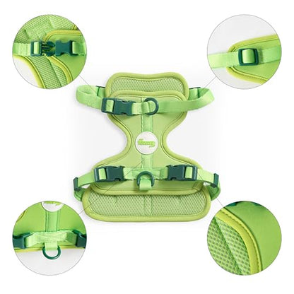 HNS1001B Arlo Small Adjustable Soft Padded No Pull Pet Harness with 3 Buckles and 3 Leash Clips, Mojito - color: Light Green, size: Small (Chest: 14 - 22")