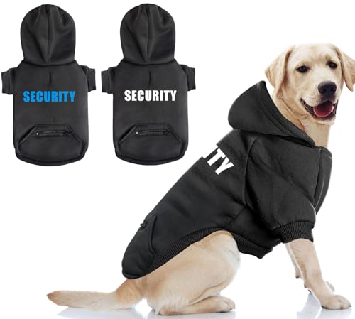 Dog Hoodie for Large Dogs Glow-in-The-Dark Security Dog Sweater Sweatshirt Hooded Soft Brushed Fleece WinterClothes with Dual Pocket Zip Puppy Hoodies Black XL - color: Black, size: X-Large