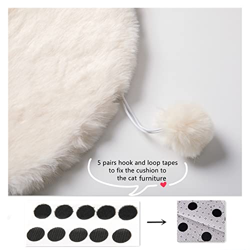 SHENGOCASE 2-Pack 16" Round Faux Rabbit Fur Cat Dog Bed Cushion Pad Mat, Cat Tree Tower Replacement Cushion Pad for Window Perch Carrier House Cage Crate Kennel Furniture - color: Cream, size: 16"