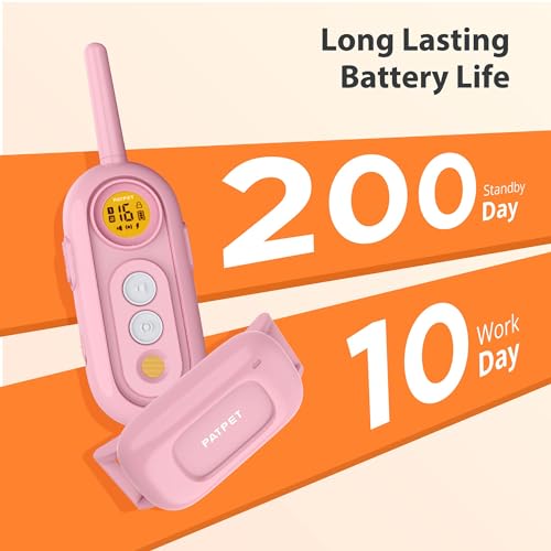 PATPET Dog Shock Collar for Medium Dogs- Dog Training Collar with Remote, Shock Collar for Small Dogs 10-100lbs, Rechargeable IPX7 Waterproof with Beep Vibration Shock Modes - color: Pink