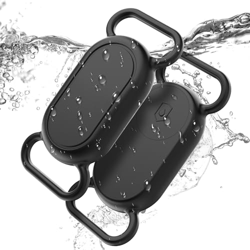 Dog Collar Holder(2 Pack) for Galaxy Smarttag2, Waterproof Silicone Case for Pet Cat, Anti-Lost Scratch Resistant Protective Cover Accessory for Samsung Galaxy Smart tag2 (Black) - color: Black/Black