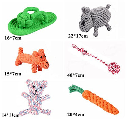 6 Pack Ferret Rope Chew Toys Durable Knotted Rope Tug Perfect for Teething Mammals Cotton Claws Grinding Toys Interactive Dog Cat Toy Set