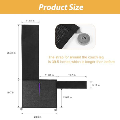 Cat Scratch Couch Protector,Cat Scratch Sofa Armrest Cover with Sisal Mat and Toy for Cats,Sofa Scratcher Furniture Protector 23.6’’L*19.7’’W (Black/Right Hand) - color: Black