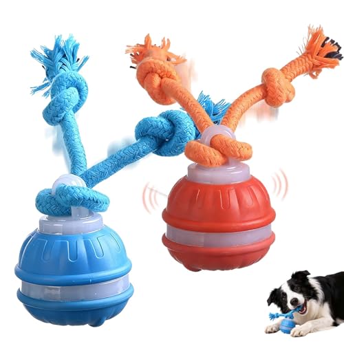 2Pcs Zealburst Dog Toy, Interactive Dog Toys, 360°Interactive Smart Rolling Pet Ball, USB Rechargeable Smart Motion for Bored Pet Cats Dogs, Interactive Dog Balls (Orange+Blue)