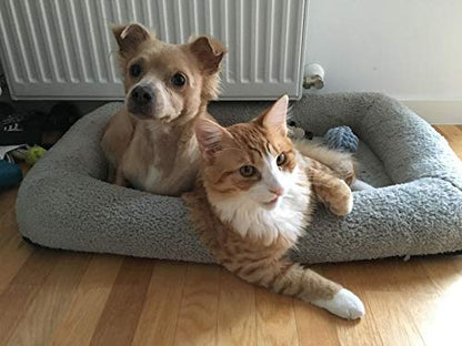 Cat Mat Bed 16" x 22" Pet Bed with Pillow Around for Dogs Cats Curled Sleeping Beds for Carrier/Crate Small to Medium Dog Cushion, Anti Skid Bottom, Medium - size: Medium(Rectangular)
