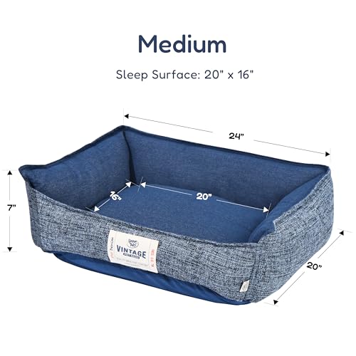 FluffyDream Small Dog Bed, Super Soft Pet Bed Furniture, Suitable for Dogs Up to 30lbs, 24'' x 20'', Dark Blue - color: Dark Blue
