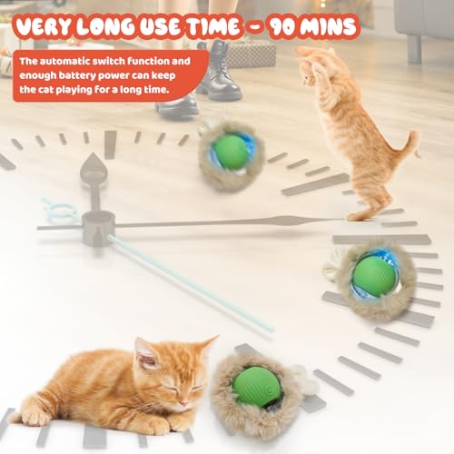 Interactive Cat Toy Ball,360° Self Rolling Cat Ball with Led Light,Rechargable Automatic Motion Activated Moving Toy with 3 Working Modes,Type-c Rechargeable