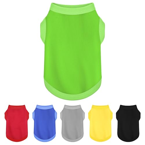 Elevate Your Dog's Fashion Quotient with Colorful and Breathable Sleeveless Cotton Shirts! Perfect Pet Apparel for Small to Medium Dogs Green XS - color: Green, size: XS-(2~4.5lb) | Chest(~13.7")