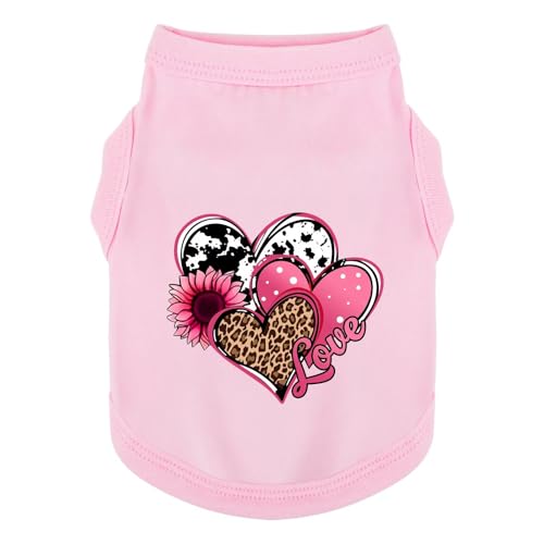 Discover Cozy Cotton Canine Wear: Soft, Lightweight, and Breathable Dog Shirt Vest with Eye-Catching Graphics (Hearts and Love), Keeping Your Furry Friend Comfy! Pink XS - color: Pink, size: XS-(2~6lb) | Back(~9.8")
