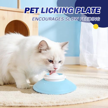 Slow Feeder cat Bowl, Interactive Licking Bowl for Wet & Liquid Food, Cat Puzzle Feeder, Non-Slip Cat Food Bowl for Slow Eating, Anxiety Relief Cat Slow Feeder Bowl （Yellow Ball） - color: Yellow
