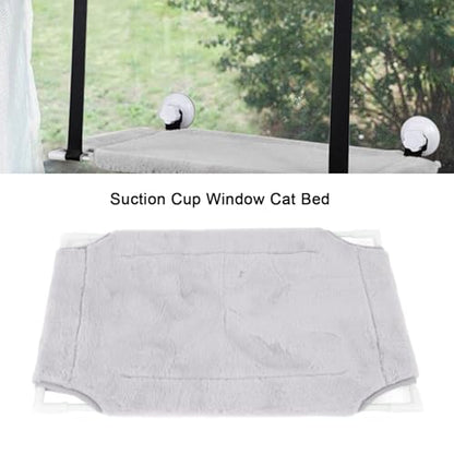 Cat Window Bed with Suction Cup, 33 Lbs Load Capacity, 19.2x12 Inches, Warm Plush, Single Layer, Sturdy Mesh and Fiberglass Rods, for Indoor Cats (Grey) - color: Grey