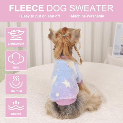 Dog Sweaters for Small Dogs Male Female Night Glow Doggy Clothes Girl Boy, Warm Pullover Doggie Sweatshirt, Winter Pet Coat Jacket Cat Costume, Small Dog Sweater Puppy Outfit, Pink, XXS - color: Night Glow Pink, size: XX-Small (Chest 11in )