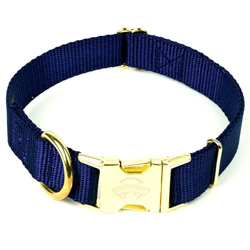 Country Brook Petz - Premium Nylon Dog Collar with Metal Buckle for Small Medium Large Breeds - 10+ Cool Colors (Small, 3/4 Inch, Navy Blue) - color: Navy Blue, size: Small (Pack of 1)