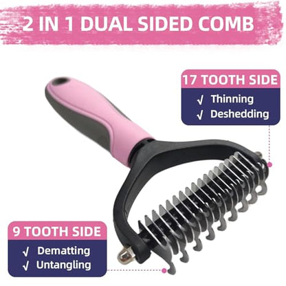 Dog Brush for Shedding,6 PCS in One Pet Slicker Hair Brush Kit Organizer Bag - Dog Cat Grooming Deshedding Undercoat Rake Brush Comb for All Small Large Dogs Cats Pink - color: 6-Pink
