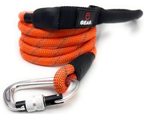 Heavy Duty Dog Leash with 1100LB Rated Locking Carabiner – 6FT Climbing-Inspired Reflective Rope Leash for Large & Medium Dogs that Pull – Padded Handle (Blaze Orange) - color: Blaze Orange