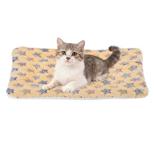 Dog Cat Bed Mat, Soft Coral Fleece Pet Cushion Pad with Cute Star Print, Warm Washable Pet Bed 13x10 Inches, (Coffee), Intended for Medium Small Dog Cat - color: Coffee, size: 13x10 inch