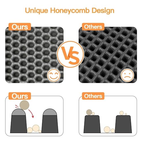 Cat Litter Mat Double Layer Waterproof Urine Proof Trapping, Gray, 30x22 Inch, Honeycomb Pattern, Eva Foam