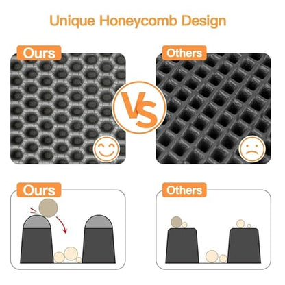 Cat Litter Mat Double Layer Waterproof Urine Proof Trapping, Gray, 30x22 Inch, Honeycomb Pattern, Eva Foam