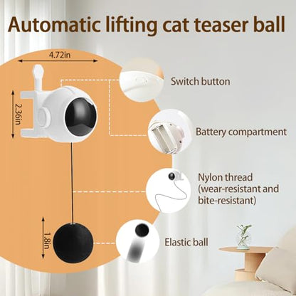 Automatic Interactive Cat Toy Ball, Electronic Self-Play Lifting Hanging Pet Cat Ball Random Up-Down Motion Indoor Cats & Kittens Toy