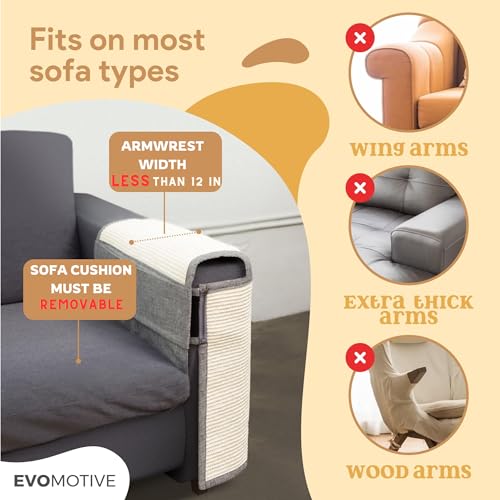 Cat Couch Protector [2- Pack], Natural Sisal, Comes with 2 Playing Balls, Couch Cat Scratcher, Protect Your Couch from Cat Scratching,