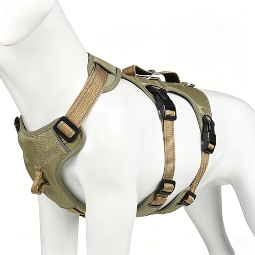 Upgrade Escape Proof Dog Harness Oxford Fabric for Medium Large Dogs, Breathable Adjustable Pet Chest Harness with Leash Loop (Khaki, S) - color: Khaki, size: S