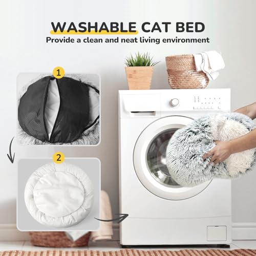 CATISM Cozy Cat Pod - Plush Hooded Cat Bed Cave, Self Warming, Removable Washable with Non-Slip Bottom - color: gray, size: 21.0"L x 21.0"W x 15.0"Th