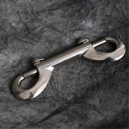 2 Pcs Double Ended Lead for Dogs, Bolt Snap Hooks Zinc Alloy Double End Clip Silver Diving Clip Trigger Snaps for Diving Dog Leash Key Chain Horse Tack Pet Feed Buckets