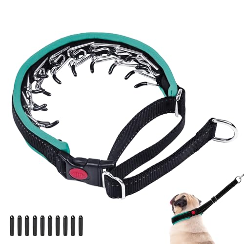 Martingale No Pull Dog Collar - Heavy Duty Nylon With Buckle, Adjustable Anti Pull Reflective Slip Collar for Large Medium Small Dog Training Walking M Green - color: Black Green, size: M (15"-23" Neck, 1.5" Wide)