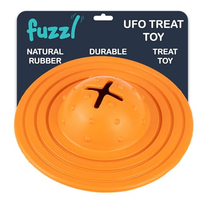 Fuzzl Eco Rubber Chuck & Treat Sky Saucer - Orange - Long Lasting Dog Chew Toys for Aggressive Chewers Strong Dog Toy for Dogs Durable Puppy Toys - style: UFO Orange