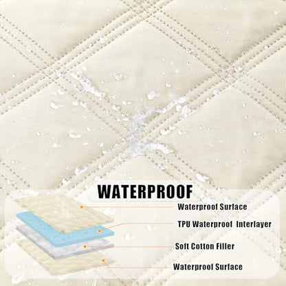 Smiry Waterproof Dog Bed Cover Blanket 30x53, Soft Reversible Pet Blanket, Washable Leakproof Cats Dogs Couch Cover for Sofa, Couch, Furniture, Beige/Beige - color: Beige/Beige, size: 30x53 Inch